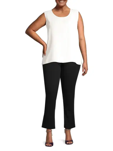 Ming Wang Women's Plus Size Deco Crepe Ankle Pants | Thumbnail 2 Ming Wang Women's Plus Size Deco Crepe Ankle Pants | Thumbnail 2