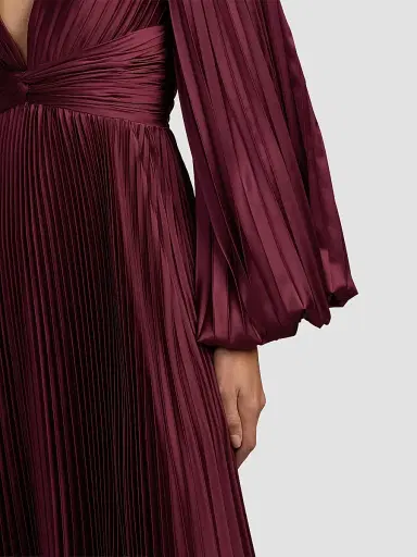 Mac Duggal Women's Pleated Charmeuse Deep V-Neck Gown | Thumbnail 5 Mac Duggal Women's Pleated Charmeuse Deep V-Neck Gown | Thumbnail 5