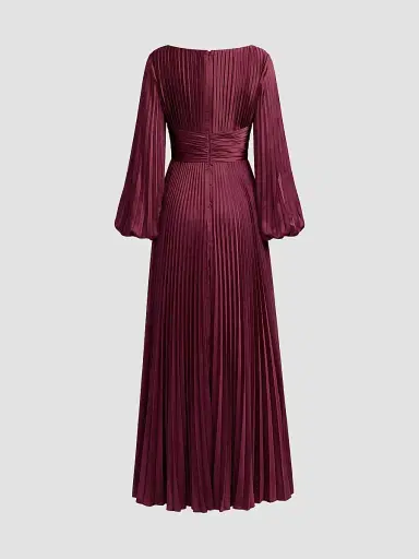 Mac Duggal Women's Pleated Charmeuse Deep V-Neck Gown | Thumbnail 6 Mac Duggal Women's Pleated Charmeuse Deep V-Neck Gown | Thumbnail 6