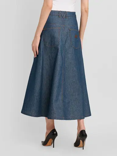 MOSCHINO Women's Denim Flared Midi Skirt | Thumbnail 3 MOSCHINO Women's Denim Flared Midi Skirt | Thumbnail 3