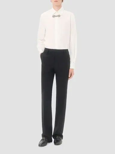 Valentino Garavani Men's Long-Sleeved Cotton Poplin Shirt with Embroidered Frog Closure | Thumbnail 2 Valentino Garavani Men's Long-Sleeved Cotton Poplin Shirt with Embroidered Frog Closure | Thumbnail 2