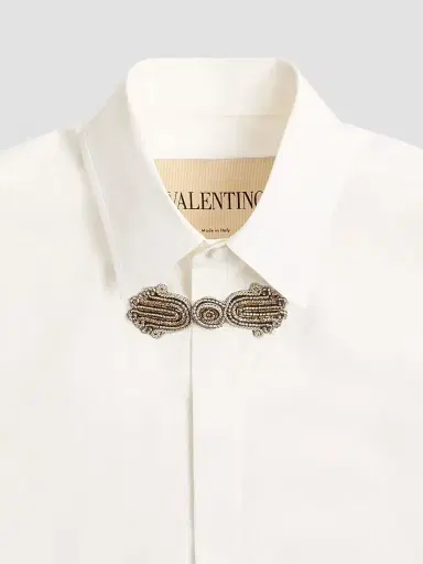 Valentino Garavani Men's Long-Sleeved Cotton Poplin Shirt with Embroidered Frog Closure | Thumbnail 7 Valentino Garavani Men's Long-Sleeved Cotton Poplin Shirt with Embroidered Frog Closure | Thumbnail 7
