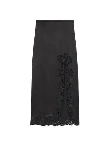 Valentino Garavani Women's Long Skirt in Crepe Satin with Lace | Thumbnail 1 Valentino Garavani Women's Long Skirt in Crepe Satin with Lace | Thumbnail 1