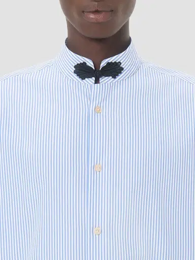 Valentino Garavani Men's Long-Sleeved Striped Cotton Shirt with Toggle | Thumbnail 6 Valentino Garavani Men's Long-Sleeved Striped Cotton Shirt with Toggle | Thumbnail 6