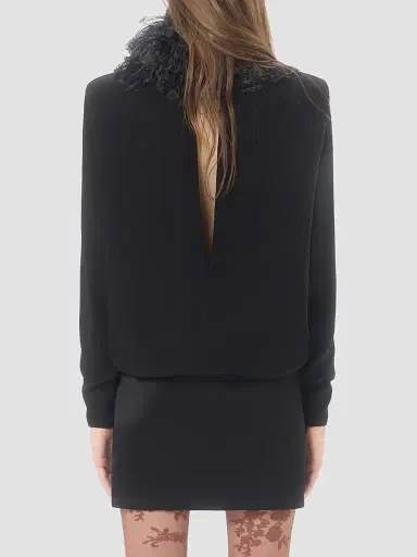 Valentino Garavani Women's Short Georgette Dress with Feathers | Thumbnail 5 Valentino Garavani Women's Short Georgette Dress with Feathers | Thumbnail 5