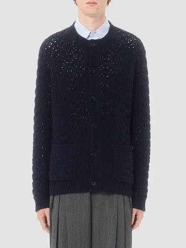 Valentino Garavani Men's Wool and Cashmere Cardigan with Metallic V Detail | Thumbnail 3 Valentino Garavani Men's Wool and Cashmere Cardigan with Metallic V Detail | Thumbnail 3