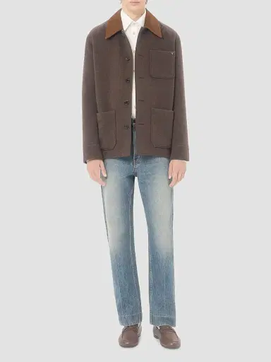 Valentino Garavani Men's Long-Sleeved Cotton Poplin Shirt with Embroidered Butterfly Patch | Thumbnail 2 Valentino Garavani Men's Long-Sleeved Cotton Poplin Shirt with Embroidered Butterfly Patch | Thumbnail 2