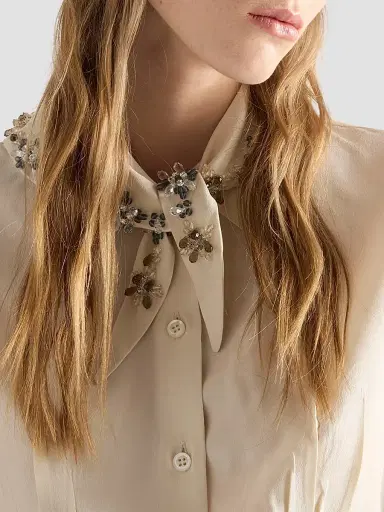 Prada Women's Silk Marocain Shirt | Thumbnail 6 Prada Women's Silk Marocain Shirt | Thumbnail 6