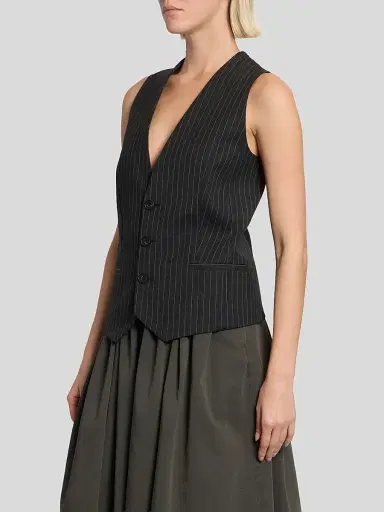 MM6 Maison Martin Margiela Women's Pinstripe Three-Button Vest | Thumbnail 3 MM6 Maison Martin Margiela Women's Pinstripe Three-Button Vest | Thumbnail 3