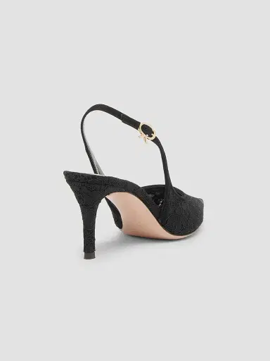 Gianvito Rossi Women's Lyon 70MM Lace & Suede Slingback Pumps | Thumbnail 2 Gianvito Rossi Women's Lyon 70MM Lace & Suede Slingback Pumps | Thumbnail 2