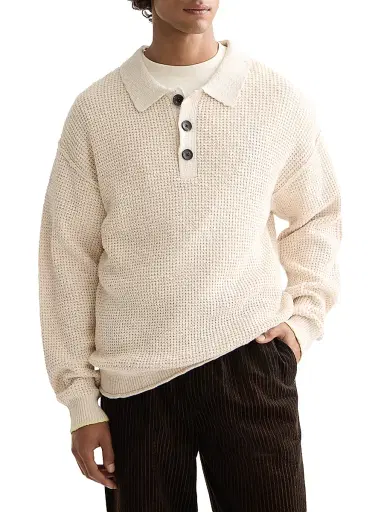 Scotch & Soda Men's Waffle Stitch Polo Sweater | Thumbnail 3 Scotch & Soda Men's Waffle Stitch Polo Sweater | Thumbnail 3