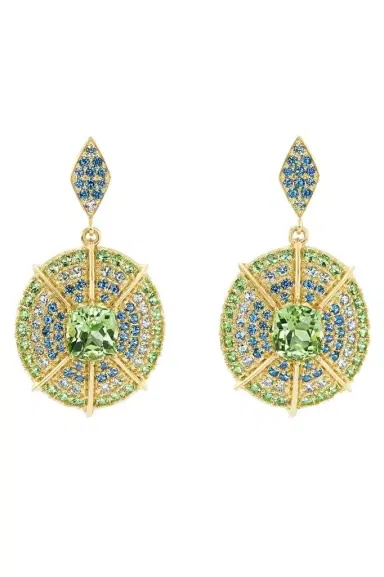 MEREDITH YOUNG Sapphire Mossy Way Medallion Earrings | Thumbnail 1 MEREDITH YOUNG Sapphire Mossy Way Medallion Earrings | Thumbnail 1