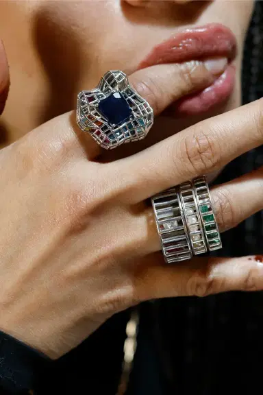 SARA KATHERINE JACOBSON Blue Sapphire Cagey Distorted Ring | Thumbnail 4 SARA KATHERINE JACOBSON Blue Sapphire Cagey Distorted Ring | Thumbnail 4