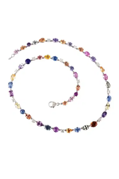 Sylva & Cie Pastel Sapphire Diamond Riviera Necklace | Thumbnail 1 Sylva & Cie Pastel Sapphire Diamond Riviera Necklace | Thumbnail 1