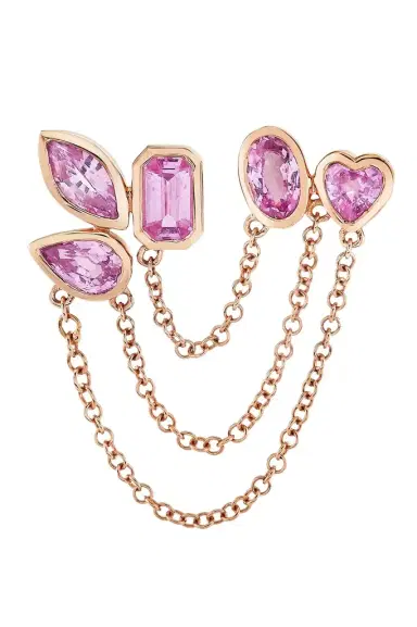 SHAY JEWELRY Pink Sapphire Duo Chain Link Stud Earring | Thumbnail 1 SHAY JEWELRY Pink Sapphire Duo Chain Link Stud Earring | Thumbnail 1