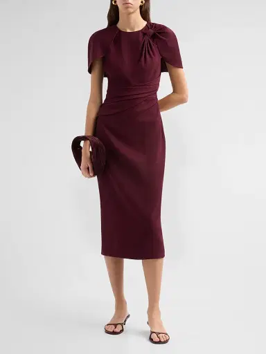 BADGLEY MISCHKA Women's Knotted Cape-Sleeve Cocktail Dress | Thumbnail 2 BADGLEY MISCHKA Women's Knotted Cape-Sleeve Cocktail Dress | Thumbnail 2