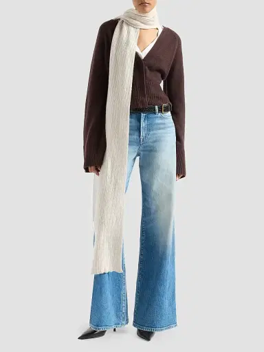 7 For All Mankind Women's Large Rib-Knit Flare Cardigan | Thumbnail 2 7 For All Mankind Women's Large Rib-Knit Flare Cardigan | Thumbnail 2