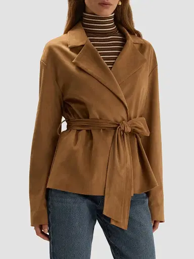 Favorite Daughter Women's The Marina Faux Suede Wrap Coat | Thumbnail 4 Favorite Daughter Women's The Marina Faux Suede Wrap Coat | Thumbnail 4