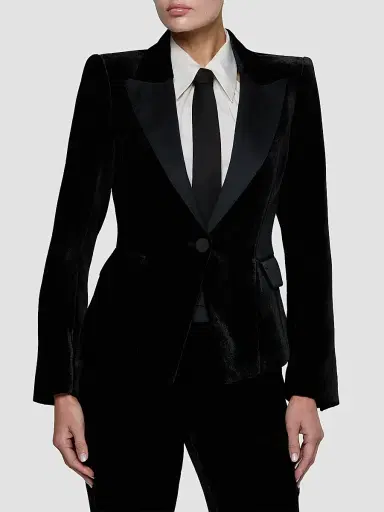 L'Agence Women's Philippa Strong-Shoulder Tuxedo Blazer | Thumbnail 4 L'Agence Women's Philippa Strong-Shoulder Tuxedo Blazer | Thumbnail 4