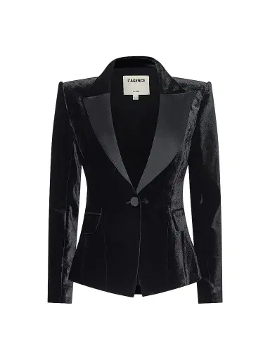 L'Agence Women's Philippa Strong-Shoulder Tuxedo Blazer | Thumbnail 1 L'Agence Women's Philippa Strong-Shoulder Tuxedo Blazer | Thumbnail 1