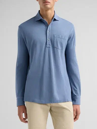Ralph Lauren Purple Label Men's Soft Cotton Long-Sleeve Polo Shirt | Thumbnail 4 Ralph Lauren Purple Label Men's Soft Cotton Long-Sleeve Polo Shirt | Thumbnail 4