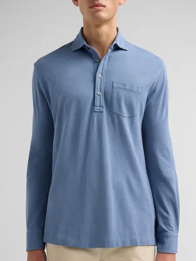 Ralph Lauren Purple Label Men's Soft Cotton Long-Sleeve Polo Shirt | Thumbnail 5 Ralph Lauren Purple Label Men's Soft Cotton Long-Sleeve Polo Shirt | Thumbnail 5
