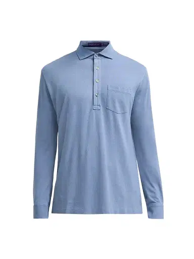Ralph Lauren Purple Label Men's Soft Cotton Long-Sleeve Polo Shirt | Thumbnail 1 Ralph Lauren Purple Label Men's Soft Cotton Long-Sleeve Polo Shirt | Thumbnail 1