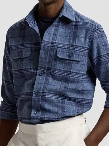 Ralph Lauren Purple Label Men's Blanket Plaid Cotton-Flannel Shirt | Thumbnail 6 Ralph Lauren Purple Label Men's Blanket Plaid Cotton-Flannel Shirt | Thumbnail 6