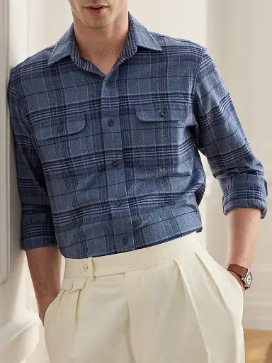 Ralph Lauren Purple Label Men's Blanket Plaid Cotton-Flannel Shirt | Thumbnail 7 Ralph Lauren Purple Label Men's Blanket Plaid Cotton-Flannel Shirt | Thumbnail 7