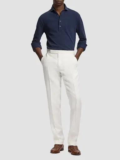 Ralph Lauren Purple Label Men's Soft Cotton Long-Sleeve Polo Shirt | Thumbnail 2 Ralph Lauren Purple Label Men's Soft Cotton Long-Sleeve Polo Shirt | Thumbnail 2