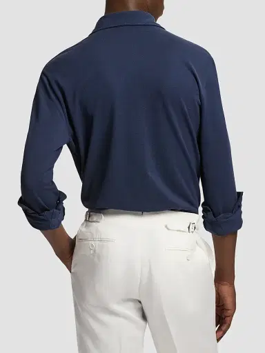 Ralph Lauren Purple Label Men's Soft Cotton Long-Sleeve Polo Shirt | Thumbnail 3 Ralph Lauren Purple Label Men's Soft Cotton Long-Sleeve Polo Shirt | Thumbnail 3