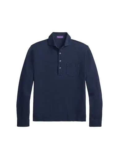 Ralph Lauren Purple Label Men's Soft Cotton Long-Sleeve Polo Shirt | Thumbnail 1 Ralph Lauren Purple Label Men's Soft Cotton Long-Sleeve Polo Shirt | Thumbnail 1