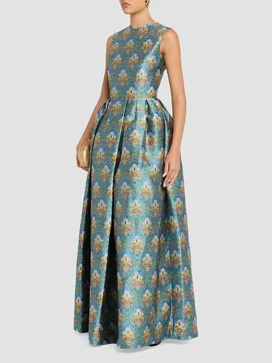 Reem Acra Women's Metallic Brocade Gown | Thumbnail 4 Reem Acra Women's Metallic Brocade Gown | Thumbnail 4