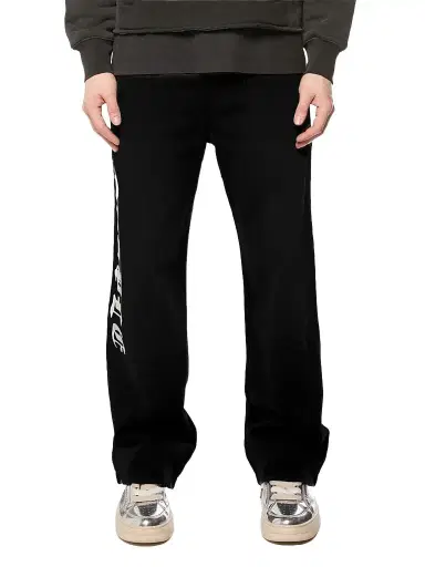 Purple Brand Men's Logo Cotton Fleece Straight-Leg Sweatpants | Thumbnail 1 Purple Brand Men's Logo Cotton Fleece Straight-Leg Sweatpants | Thumbnail 1