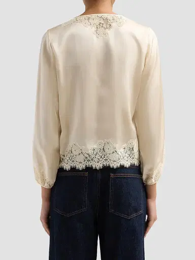 DÔEN Women's Lucine Lace-Trim Silk Blouse | Thumbnail 3 DÔEN Women's Lucine Lace-Trim Silk Blouse | Thumbnail 3