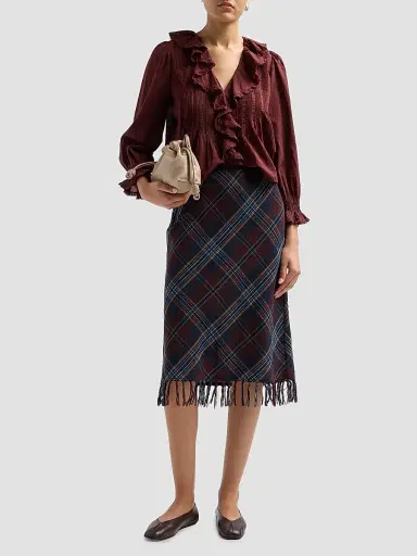 DÔEN Women's Elowette Knotted Fringe Midi Skirt | Thumbnail 2 DÔEN Women's Elowette Knotted Fringe Midi Skirt | Thumbnail 2