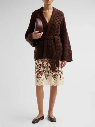 DÔEN Women's Elowette Lace-Trim Silk Skirt | Thumbnail 2 DÔEN Women's Elowette Lace-Trim Silk Skirt | Thumbnail 2