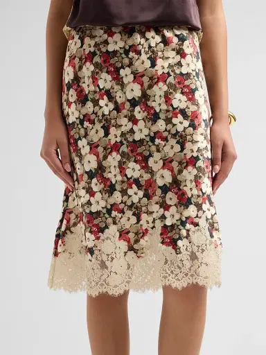 DÔEN Women's Elowette Lace-Trim Silk Skirt | Thumbnail 5 DÔEN Women's Elowette Lace-Trim Silk Skirt | Thumbnail 5