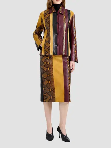 Proenza Schouler Women's Sirine Pieced Leather Knee-Length Skirt | Thumbnail 2 Proenza Schouler Women's Sirine Pieced Leather Knee-Length Skirt | Thumbnail 2