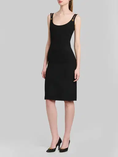 Versace Women's Medusa Button Wool Grain De Poudre Mini Dress | Thumbnail 4 Versace Women's Medusa Button Wool Grain De Poudre Mini Dress | Thumbnail 4