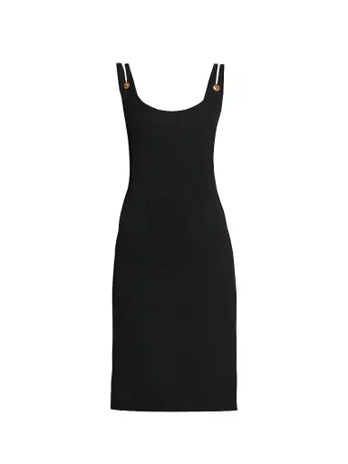Versace Women's Medusa Button Wool Grain De Poudre Mini Dress | Thumbnail 1 Versace Women's Medusa Button Wool Grain De Poudre Mini Dress | Thumbnail 1
