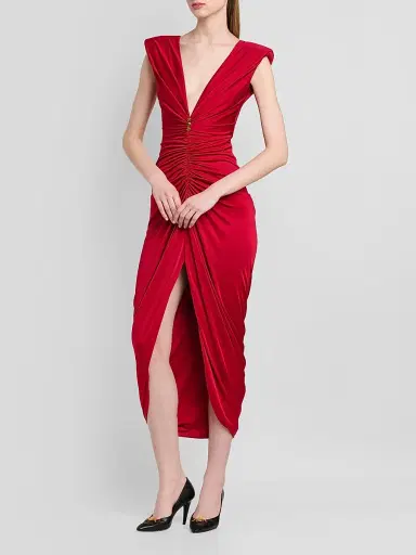 Versace Women's Ruched Liquid Jersey Cocktail Dress | Thumbnail 4 Versace Women's Ruched Liquid Jersey Cocktail Dress | Thumbnail 4