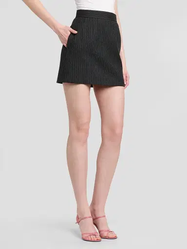 Versace Women's Pinstripe Wool Twill Mini Skirt | Thumbnail 4 Versace Women's Pinstripe Wool Twill Mini Skirt | Thumbnail 4