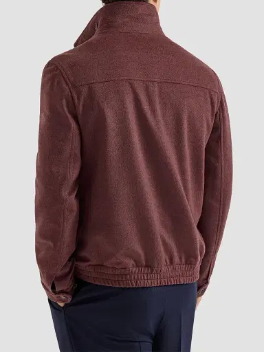 Brunello Cucinelli Men's Virgin Wool Beaver Cloth Bomber Jacket with Zipper | Thumbnail 4 Brunello Cucinelli Men's Virgin Wool Beaver Cloth Bomber Jacket with Zipper | Thumbnail 4