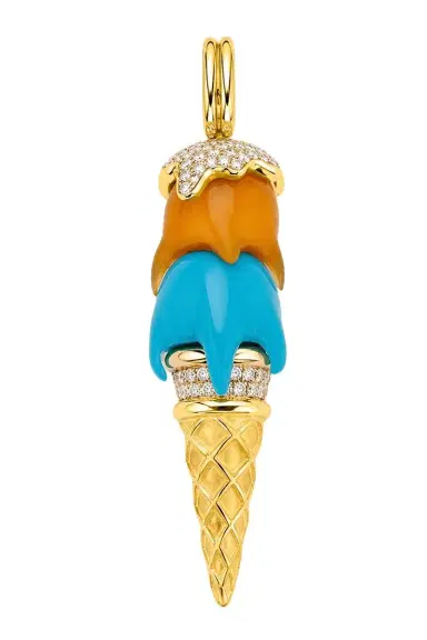 EDINA KISS Chalcedony Turquoise Diamond Cone Pendant | Thumbnail 1 EDINA KISS Chalcedony Turquoise Diamond Cone Pendant | Thumbnail 1