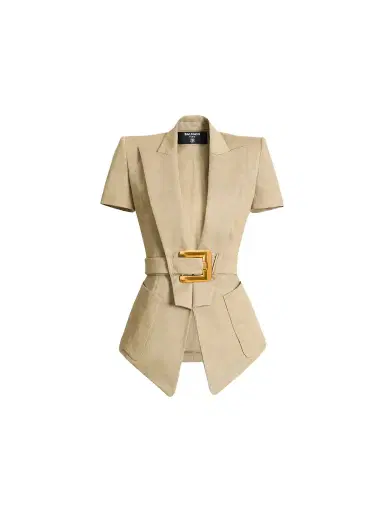 Balmain Belted gabardine Anthem jacket | Thumbnail 1 Balmain Belted gabardine Anthem jacket | Thumbnail 1