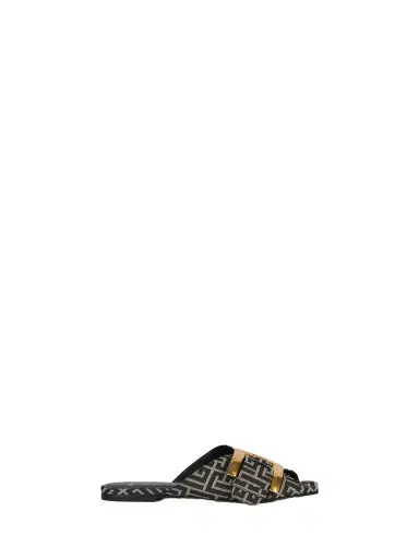 Balmain Flat monogram jacquard Anthem sandals | Thumbnail 1 Balmain Flat monogram jacquard Anthem sandals | Thumbnail 1