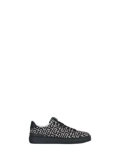Balmain B-Court trainers in leather and Monogram jacquard | Thumbnail 1 Balmain B-Court trainers in leather and Monogram jacquard | Thumbnail 1