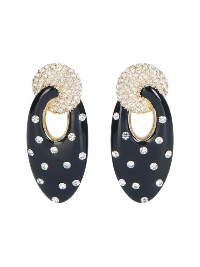 Lacquered brass Organic earrings with crystals Lacquered brass Organic earrings with crystals