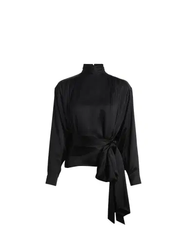 Balmain Silk satin blouse with tie detail | Thumbnail 1 Balmain Silk satin blouse with tie detail | Thumbnail 1